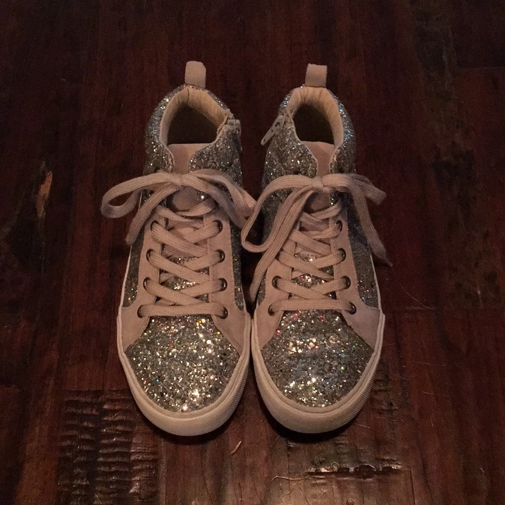High top glitter sneakers